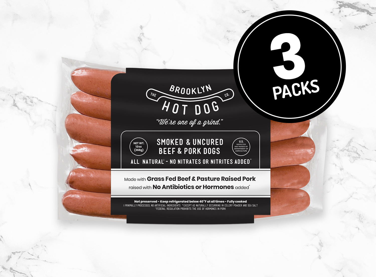 3-Packs: Beef & Pork – The Brooklyn Hot Dog Company